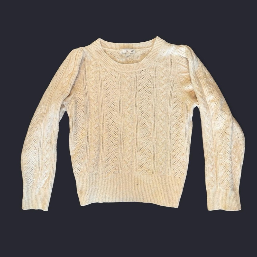 J. Crew Women's Cable Knit Cream Sweater